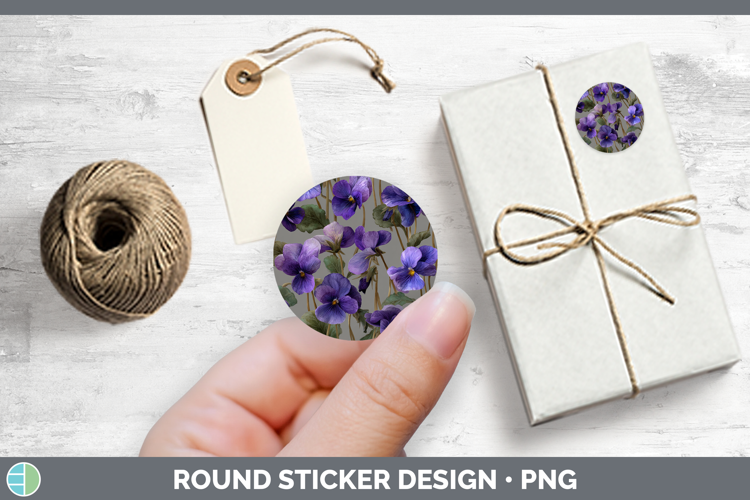 Flowers 01 Pretty Violet Stickers | Round Labels Designs