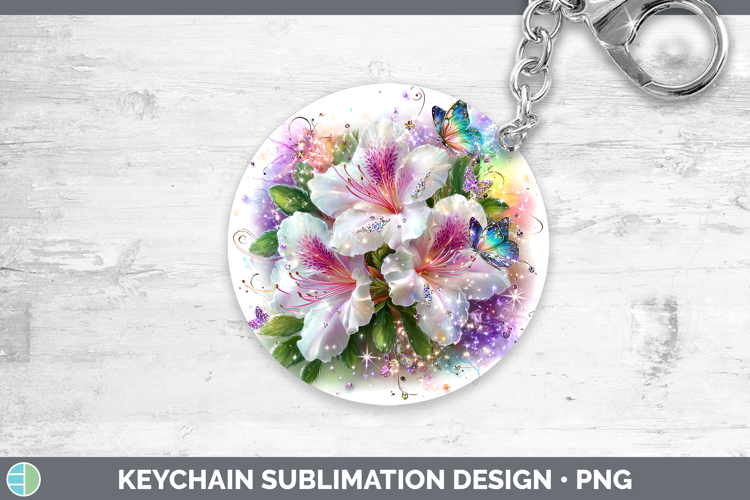Flowers 01 Rainbow Summer Azalea Keychain Sublimation Keyrin