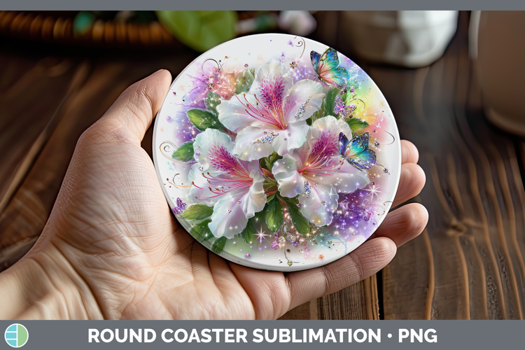 Flowers 01 Rainbow Summer Azalea Round Coaster Sublimation C