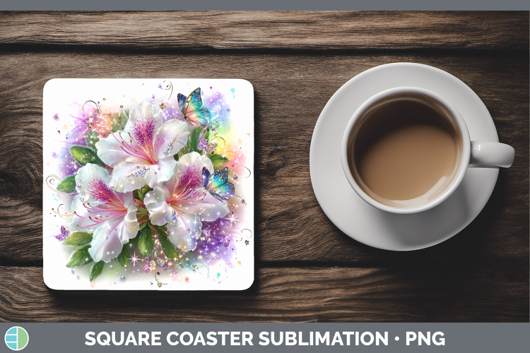 Flowers 01 Rainbow Summer Azalea Square Coaster Sublimation