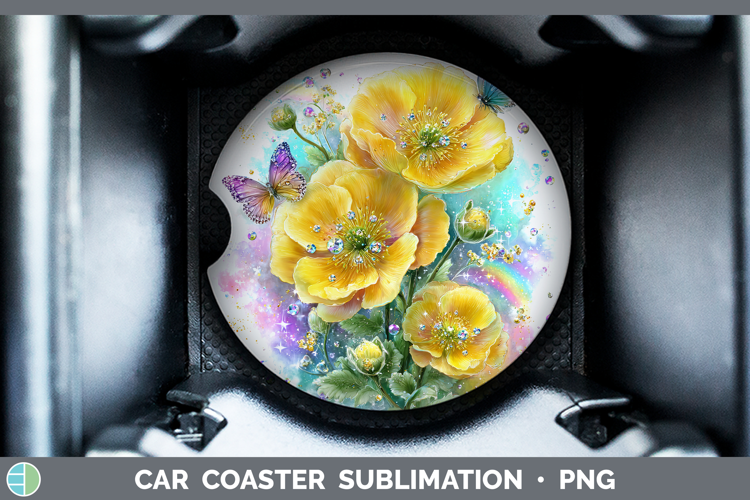Flowers 01 Rainbow Summer Buttercup Car Coaster Sublimation