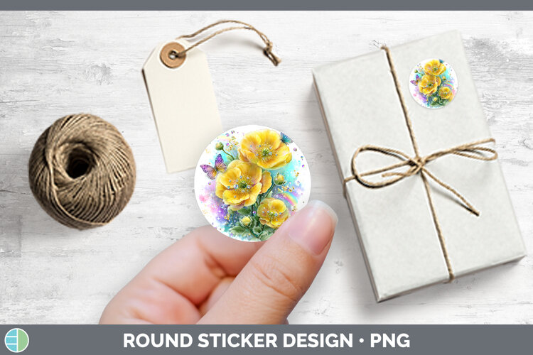 GorgeousFlowers 01 Rainbow Summer Stickers design.