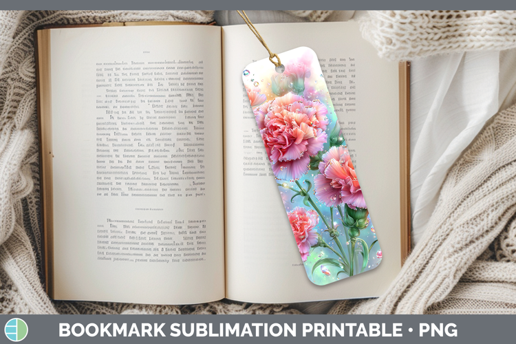 Flowers 01 Rainbow Summer Carnation Bookmark Sublimation Pri