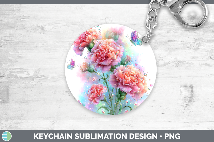 Flowers 01 Rainbow Summer Carnation Keychain Sublimation Key