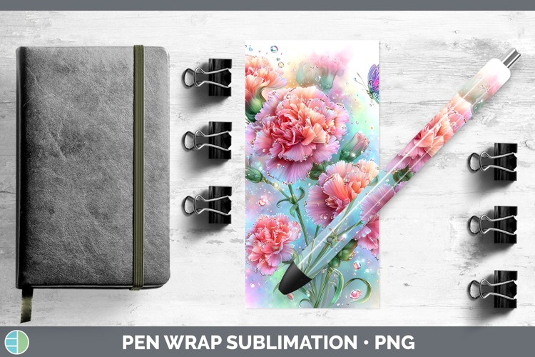 Flowers 01 Rainbow Summer Carnation Pen Wrap Sublimation Pen