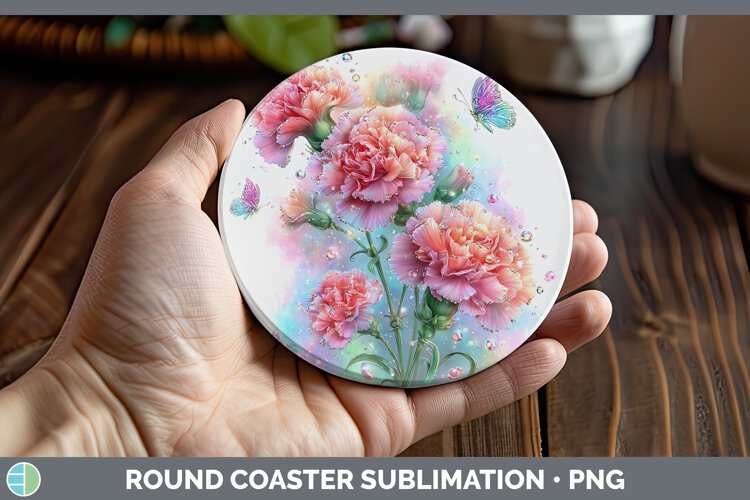 GorgeousFlowers 01 Rainbow Summer Round Coaster design.