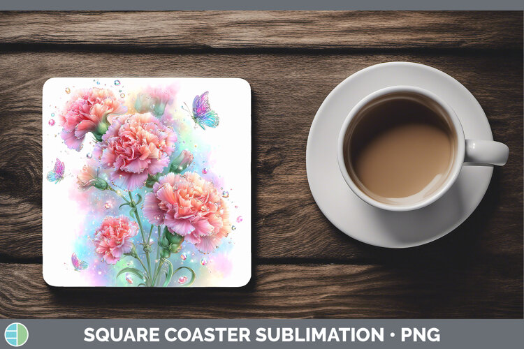 GorgeousFlowers 01 Rainbow Summer Square Coaster design.