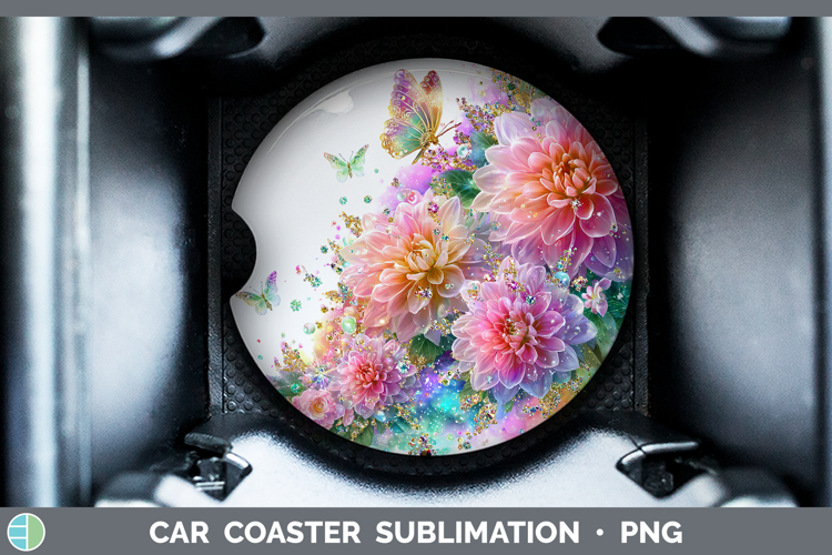 Flowers 01 Rainbow Summer Chrysanthemum Car Coaster Sublimat
