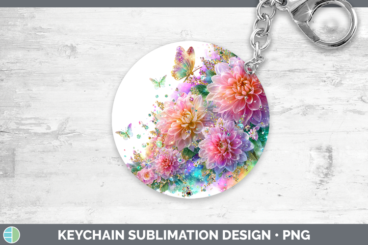 Flowers 01 Rainbow Summer Chrysanthemum Keychain Sublimation