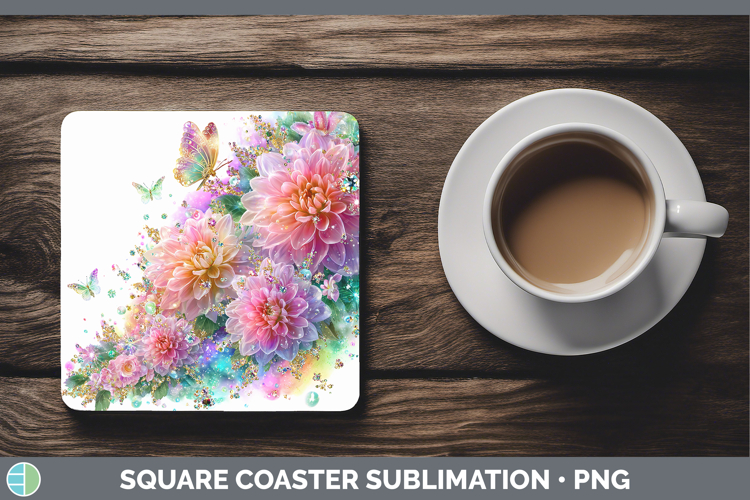 Flowers 01 Rainbow Summer Chrysanthemum Square Coaster Subli