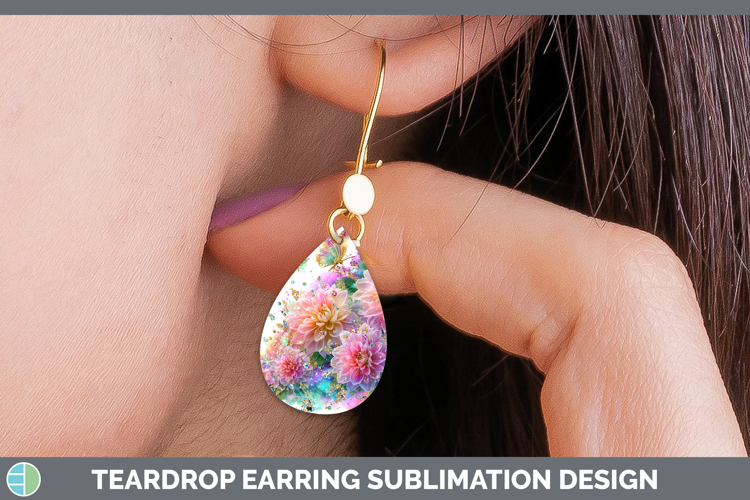 Flowers 01 Rainbow Summer Chrysanthemum Teardrop Earrings Su