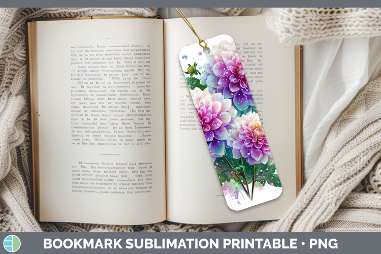Flowers 01 Rainbow Summer Dahlia Bookmark Sublimation Printa