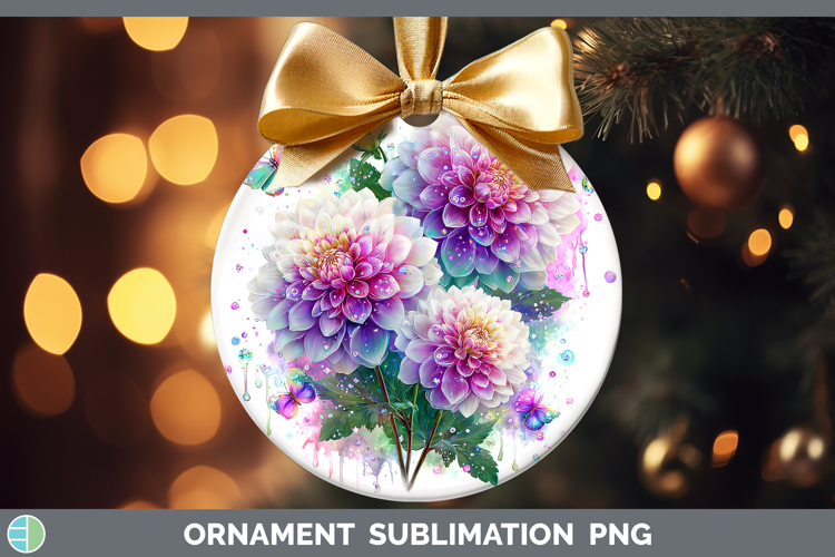 Flowers 01 Rainbow Summer Dahlia Ornament Sublimation Bauble