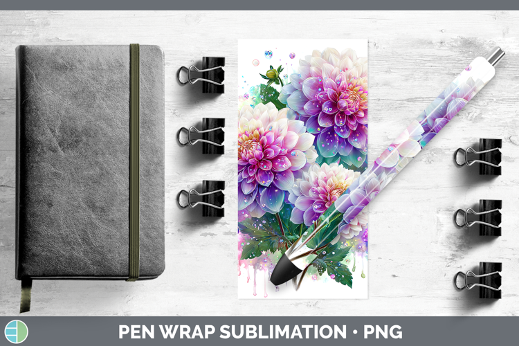 Flowers 01 Rainbow Summer Dahlia Pen Wrap Sublimation Pen De