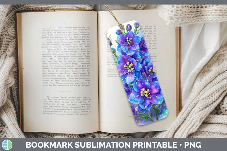Flowers 01 Rainbow Summer Delphinium Bookmark Sublimation Pr