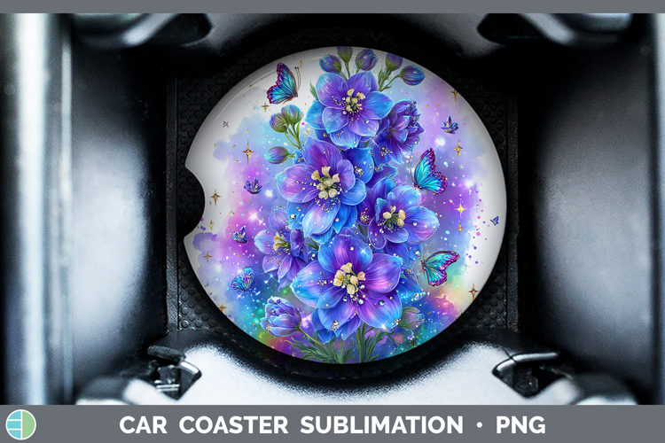 Flowers 01 Rainbow Summer Delphinium Car Coaster Sublimation