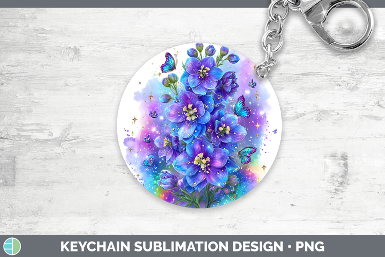 Flowers 01 Rainbow Summer Delphinium Keychain Sublimation Ke