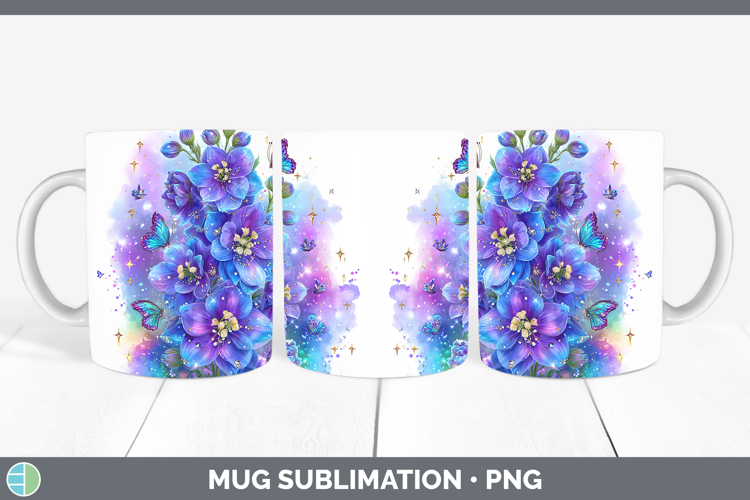 Flowers 01 Rainbow Summer Delphinium Mug Wrap Sublimation Co