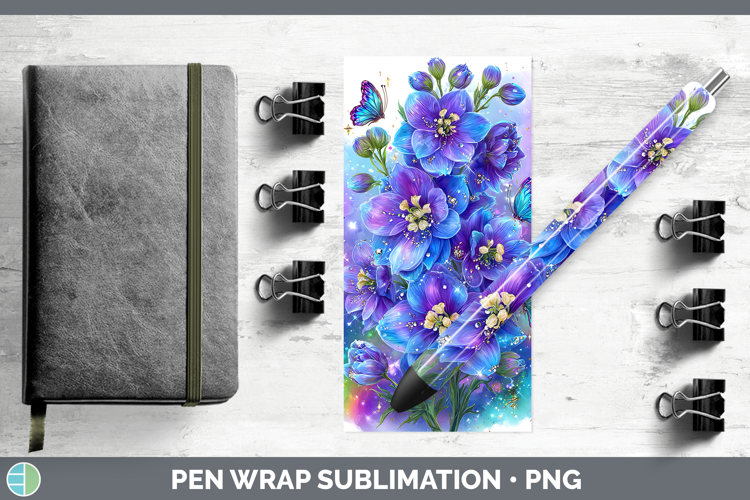 Flowers 01 Rainbow Summer Delphinium Pen Wrap Sublimation Pe