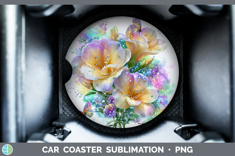 Flowers 01 Rainbow Summer Freesia Car Coaster Sublimation D