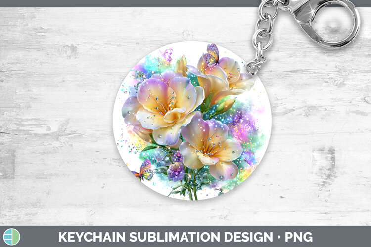 GorgeousFlowers 01 Rainbow Summer Keychain design.