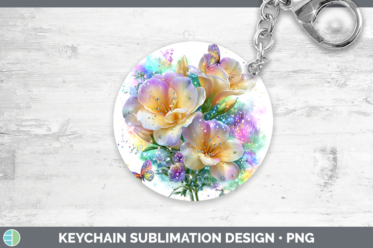 Flowers 01 Rainbow Summer Freesia Keychain Sublimation Keyri