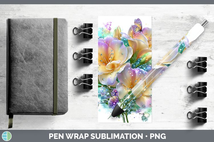 Flowers 01 Rainbow Summer Freesia Pen Wrap Sublimation Pen D