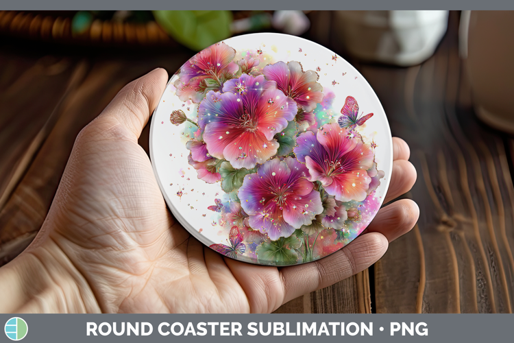 Flowers 01 Rainbow Summer Geranium Round Coaster Sublimation