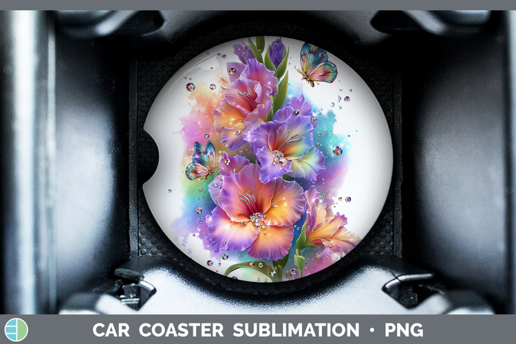 Flowers 01 Rainbow Summer Gladiolus Car Coaster Sublimation