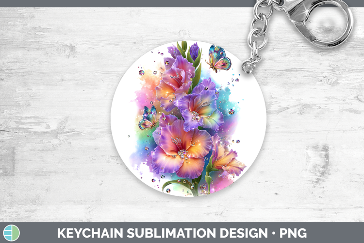 Flowers 01 Rainbow Summer Gladiolus Keychain Sublimation Key