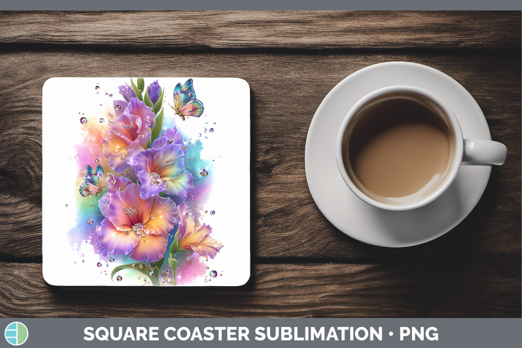 Flowers 01 Rainbow Summer Gladiolus Square Coaster Sublimati