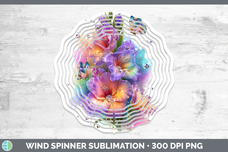 Flowers 01 Rainbow Summer Gladiolus Wind Spinner Sublimation