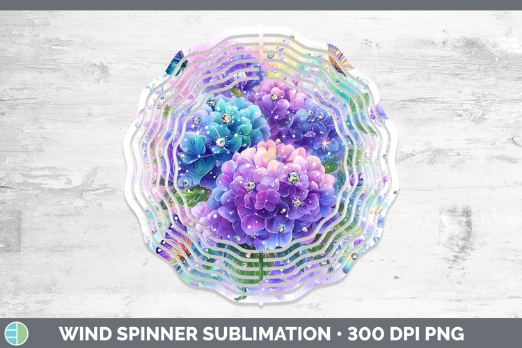 Flowers 01 Rainbow Summer Hydrangea Wind Spinner Sublimation