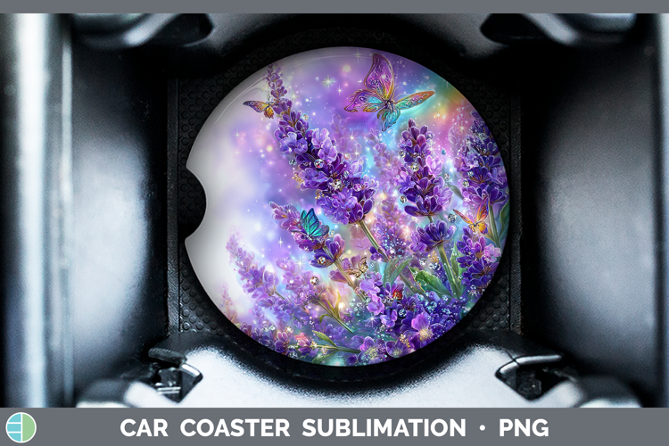 Flowers 01 Rainbow Summer Lavender Car Coaster Sublimation