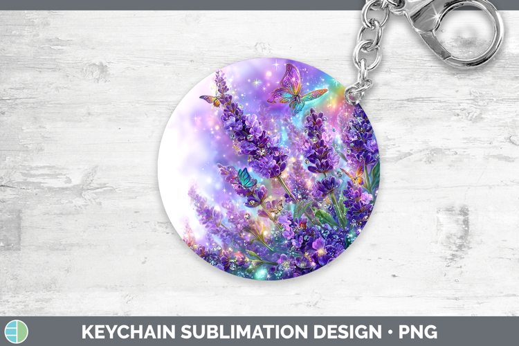 Flowers 01 Rainbow Summer Lavender Keychain Sublimation Keyr