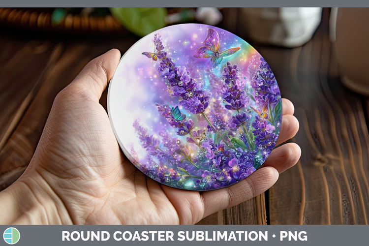 Flowers 01 Rainbow Summer Lavender Round Coaster Sublimation