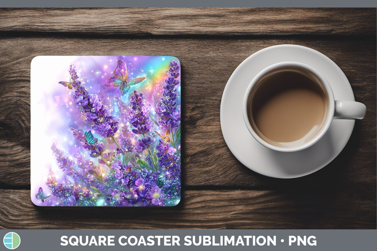 Flowers 01 Rainbow Summer Lavender Square Coaster Sublimatio
