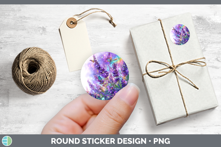 Flowers 01 Rainbow Summer Lavender Stickers | Round Labels D