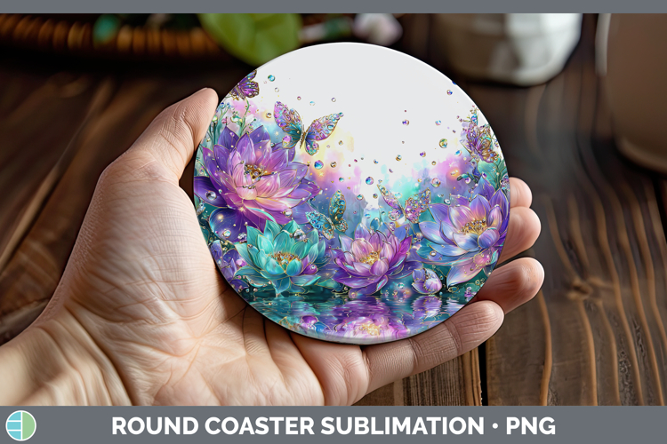 Flowers 01 Rainbow Summer Lotus Round Coaster Sublimation Co