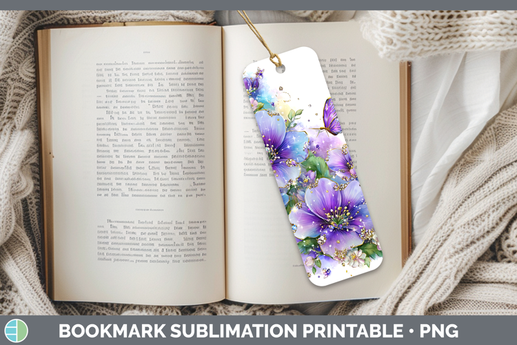 Flowers 01 Rainbow Summer Periwinkle Bookmark Sublimation Pr