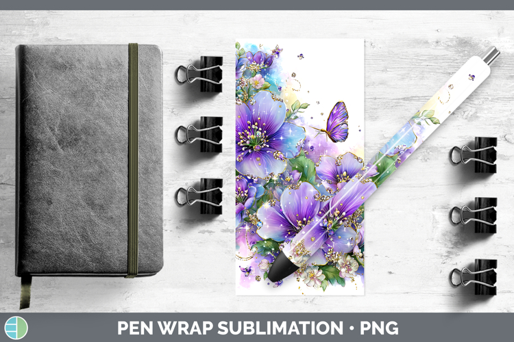 Flowers 01 Rainbow Summer Periwinkle Pen Wrap Sublimation Pe
