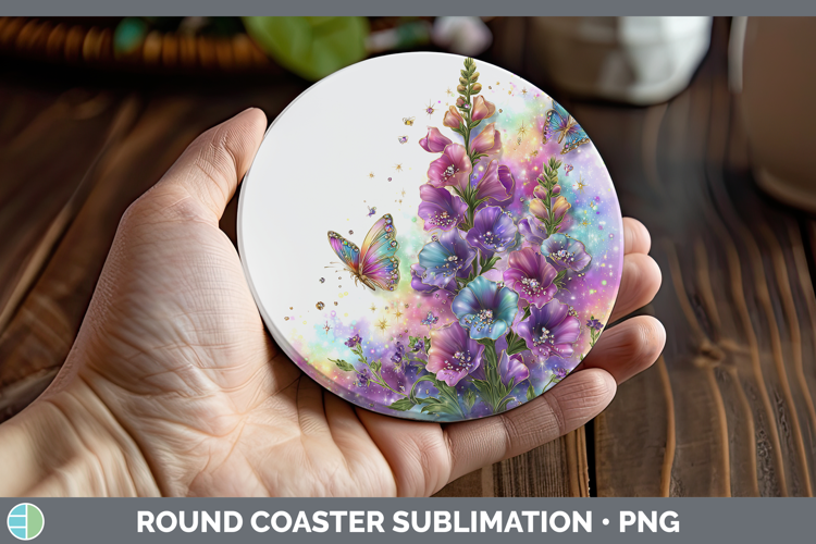 Flowers 01 Rainbow Summer Snapdragon Round Coaster Sublimati