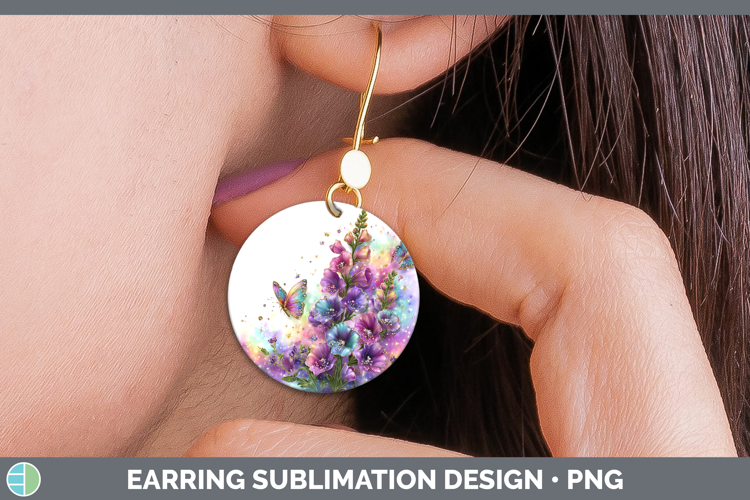 Flowers 01 Rainbow Summer Snapdragon Round Earrings Sublimat