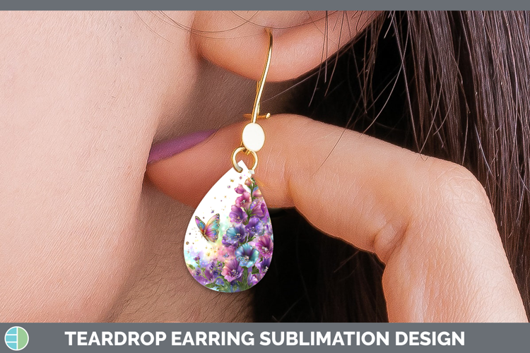 Flowers 01 Rainbow Summer Snapdragon Teardrop Earrings Subli