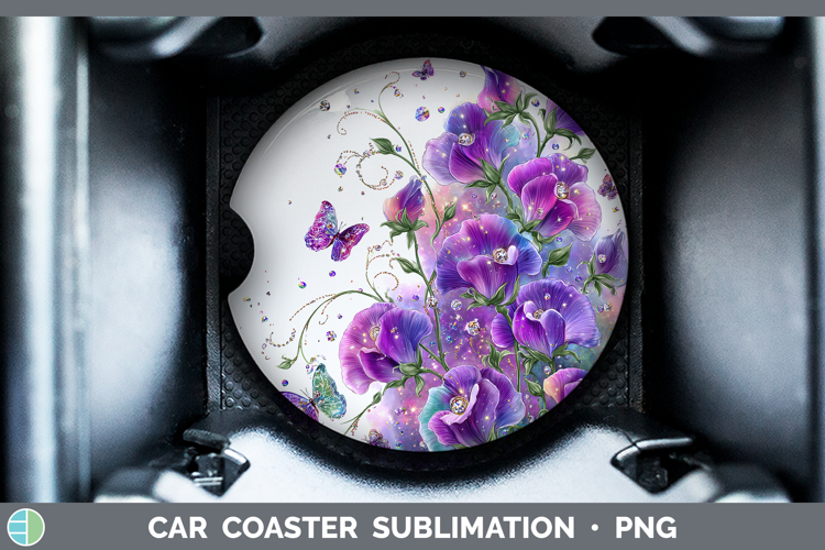 Flowers 01 Rainbow Summer Sweet Pea Car Coaster Sublimation