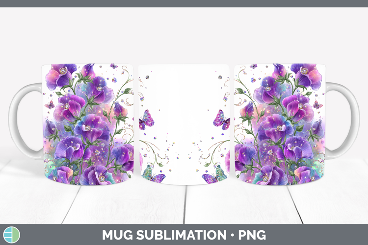 Flowers 01 Rainbow Summer Sweet Pea Mug Wrap Sublimation Cof