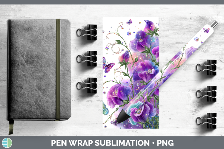 Flowers 01 Rainbow Summer Sweet Pea Pen Wrap Sublimation Pen