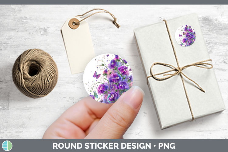 Flowers 01 Rainbow Summer Sweet Pea Stickers | Round Labels