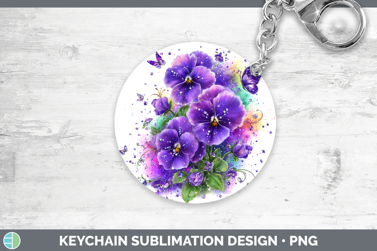 Flowers 01 Rainbow Summer Violet Keychain Sublimation Keyrin