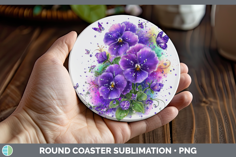 Flowers 01 Rainbow Summer Violet Round Coaster Sublimation C